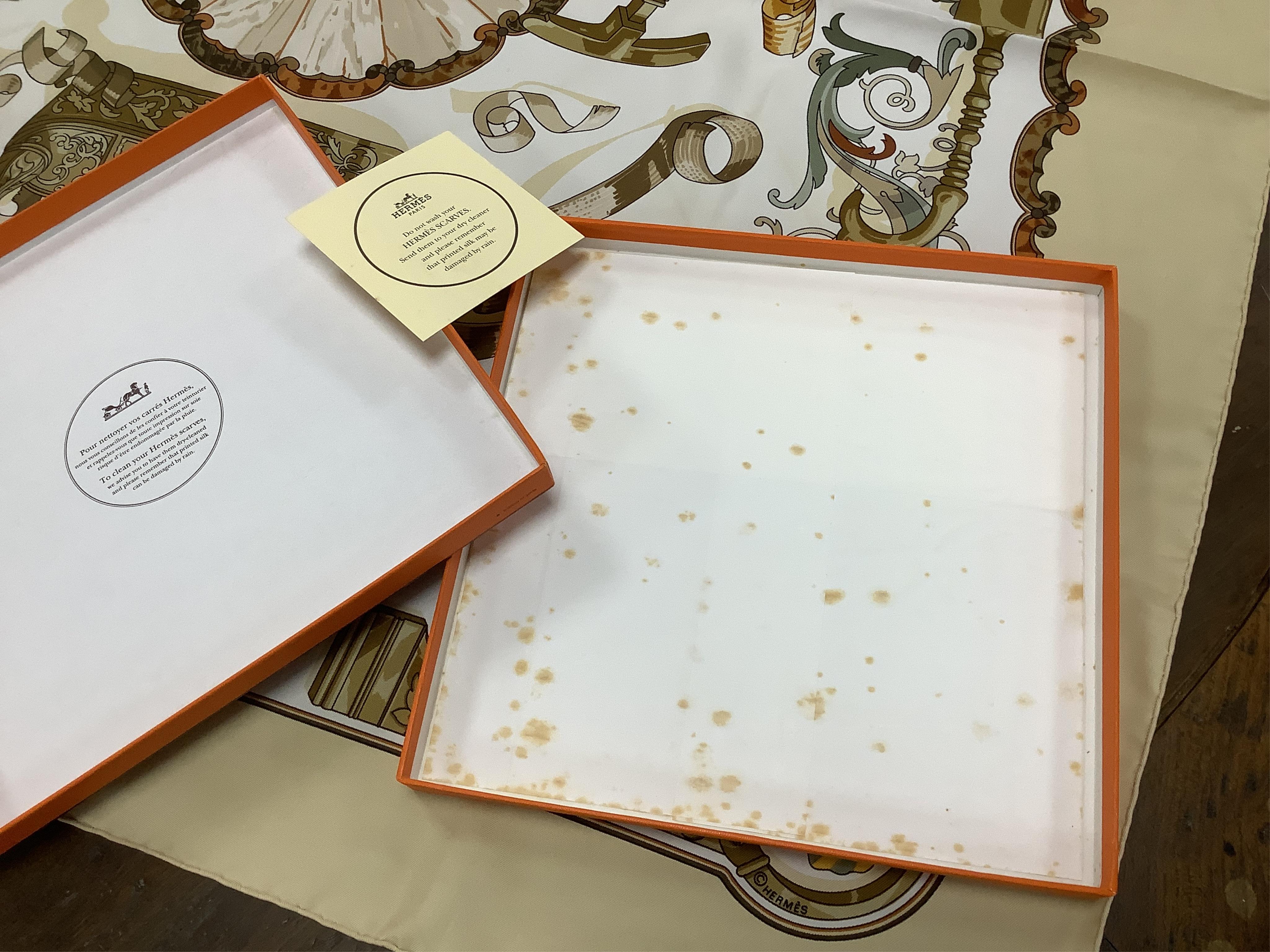 Two Hermes scarves, boxed